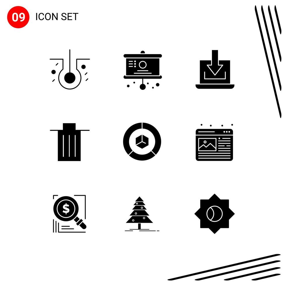 9 Universal Solid Glyphs Set for Web and Mobile Applications delivery trash arrow garbage been Editable Vector Design Elements