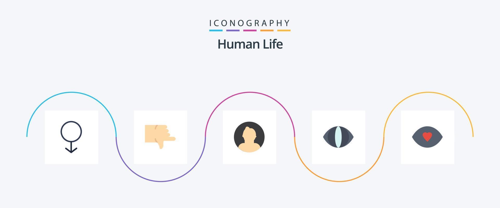 Human Flat 5 Icon Pack Including vision. face. man. eye. face vector