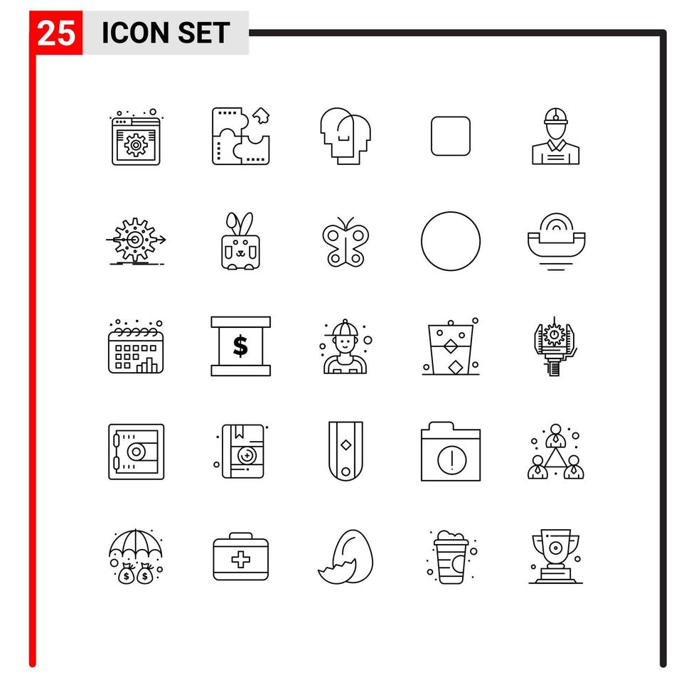 Group of 25 Modern Lines Set for construction check box jigsaw box empathy Editable Vector Design Elements