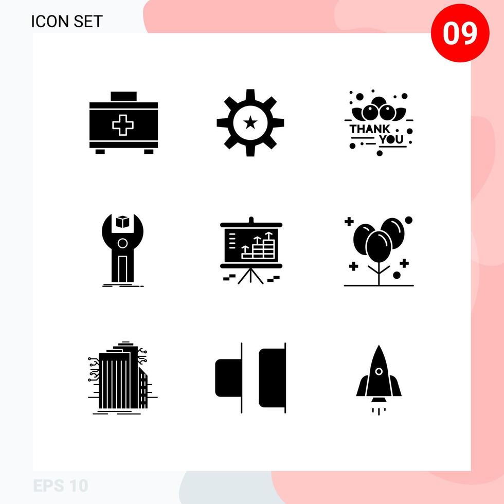 9 Universal Solid Glyph Signs Symbols of analysis kit cherry development sdk Editable Vector Design Elements