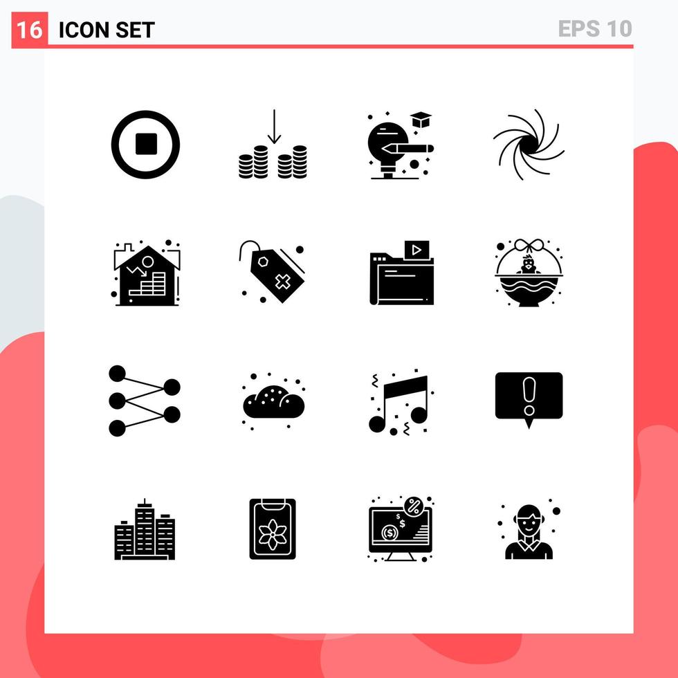 16 iconos creativos signos y símbolos modernos de elementos de diseño de vectores editables de bienes raíces graduados de activos de etiqueta