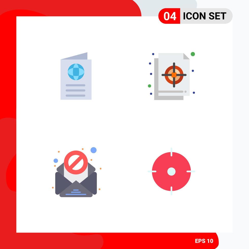 4 Thematic Vector Flat Icons and Editable Symbols of card file passport colour spam Editable Vector Design Elements