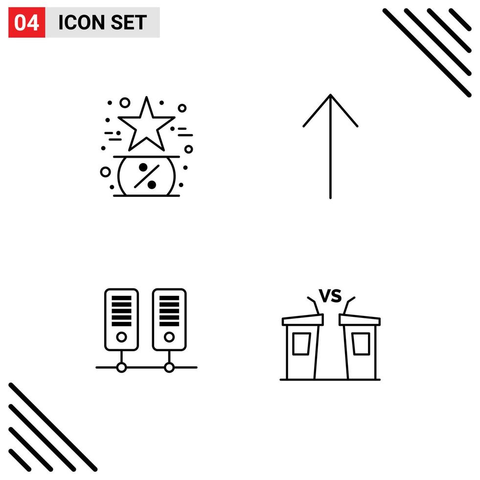 Set of 4 Modern UI Icons Symbols Signs for black server like up democracy Editable Vector Design Elements
