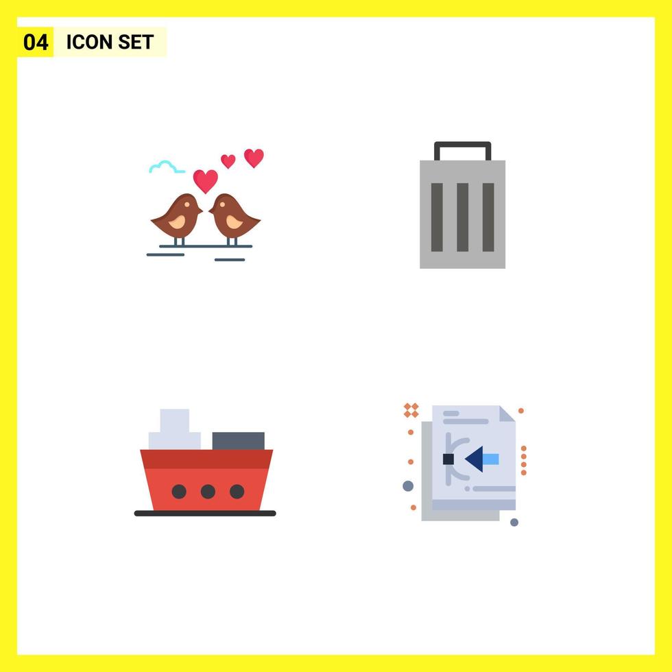 Universal Icon Symbols Group of 4 Modern Flat Icons of bride marine heart trash vehicles Editable Vector Design Elements