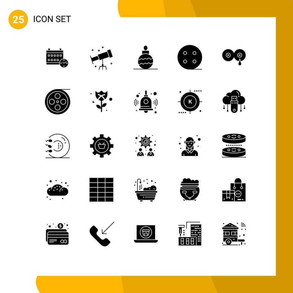 25 Thematic Vector Solid Glyphs and Editable Symbols of camera milk toy feeding electric Editable Vector Design Elements