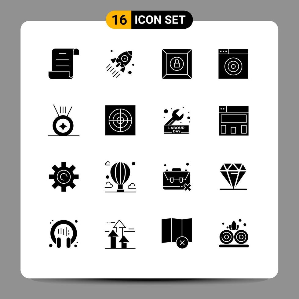 Modern Set of 16 Solid Glyphs and symbols such as extractor sport box medal internet Editable Vector Design Elements