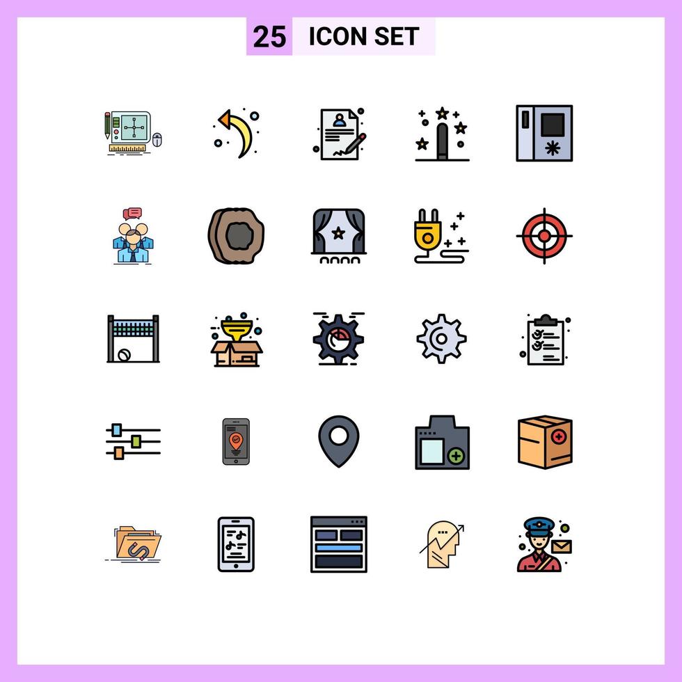 25 Thematic Vector Filled line Flat Colors and Editable Symbols of refrigerator programing medical magic design Editable Vector Design Elements