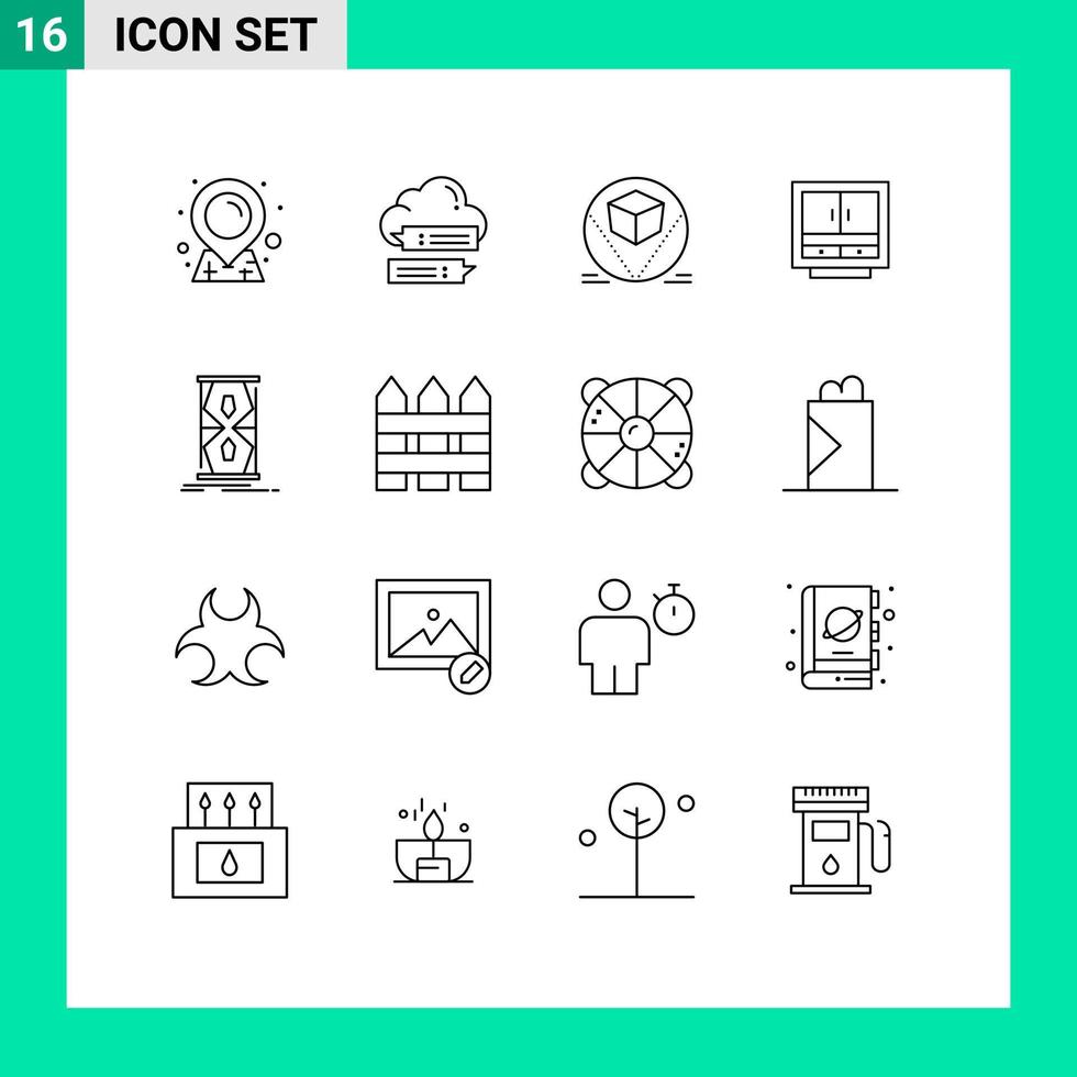 16 Thematic Vector Outlines and Editable Symbols of office files box drawer cabinet Editable Vector Design Elements