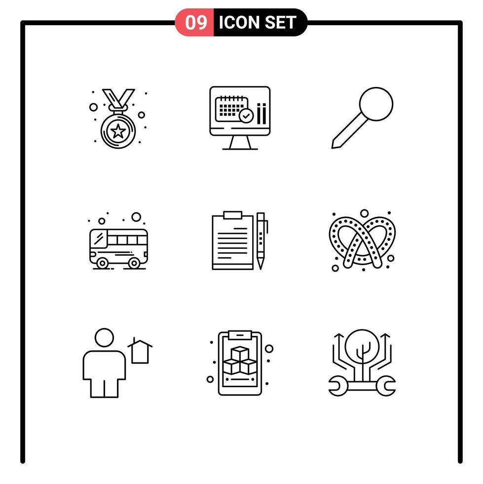 Set of 9 Vector Outlines on Grid for file business pin document public Editable Vector Design Elements
