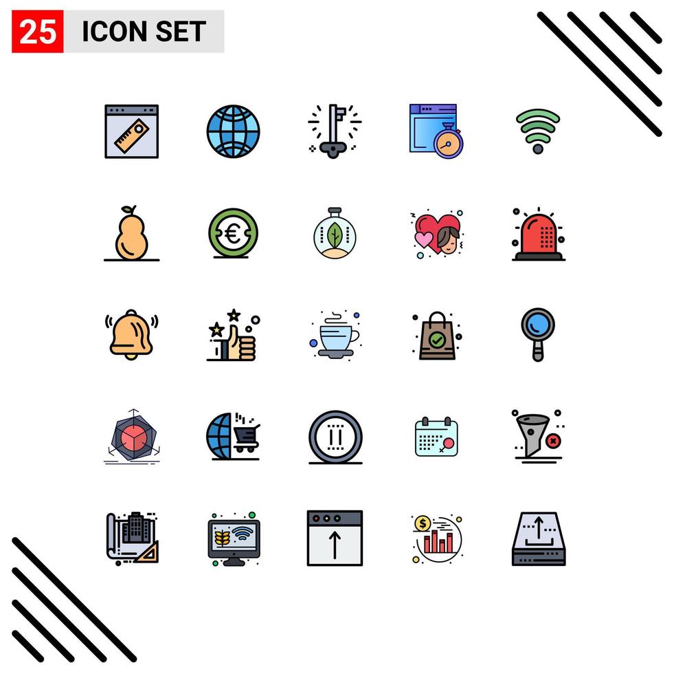 25 User Interface Filled line Flat Color Pack of modern Signs and Symbols of servics computing business compass file Editable Vector Design Elements