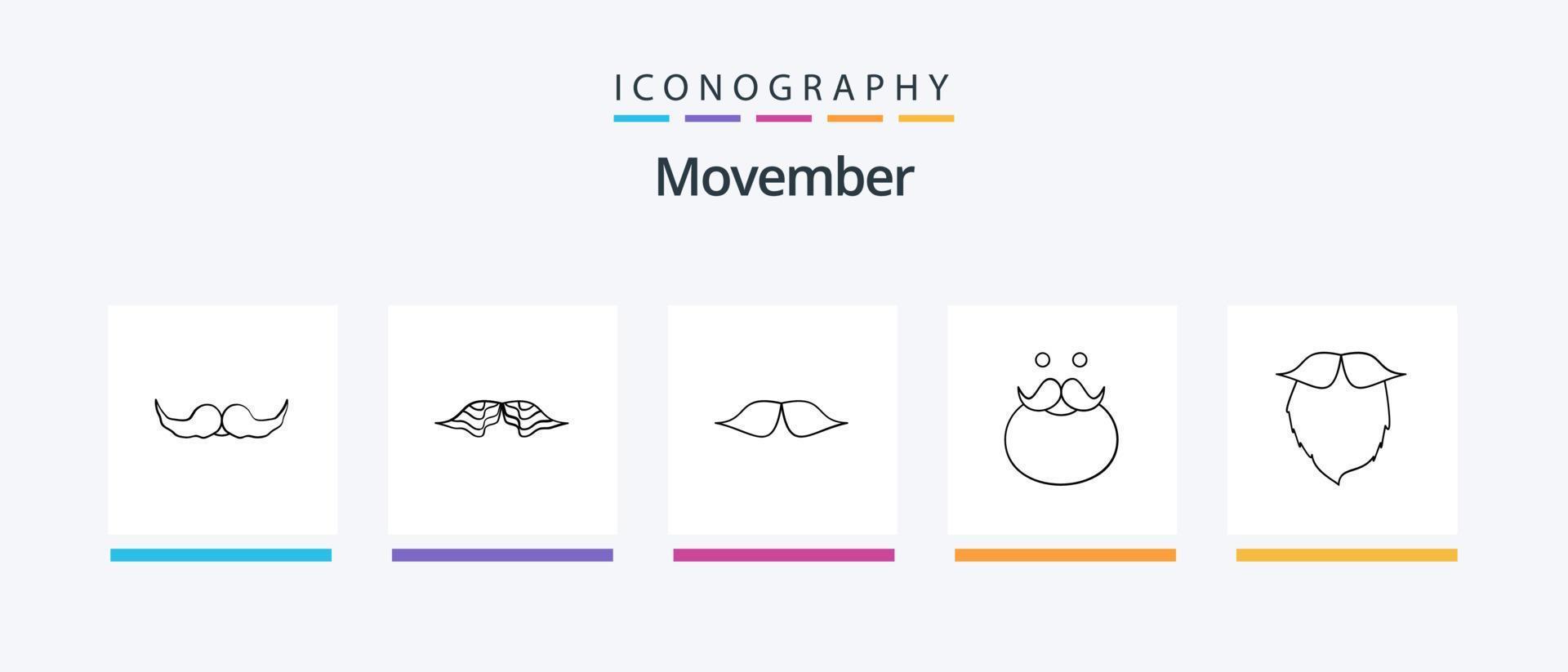 paquete de iconos de la línea 5 de movember que incluye . masculino. soportado movimiento diseño de iconos creativos vector