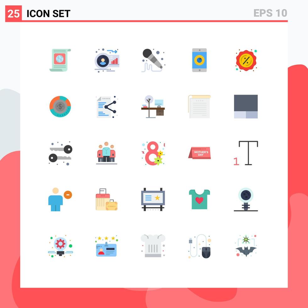 25 Universal Flat Colors Set for Web and Mobile Applications percent mobile application human mobile sound Editable Vector Design Elements