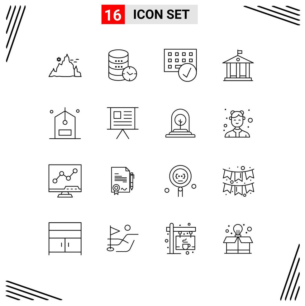 Pack of 16 creative Outlines of money bank web hardware devices Editable Vector Design Elements