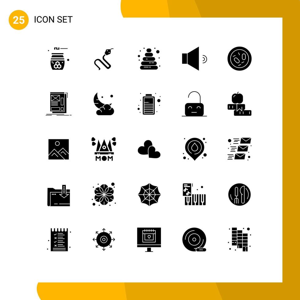 25 Creative Icons Modern Signs and Symbols of germ bacterium king volume sound Editable Vector Design Elements