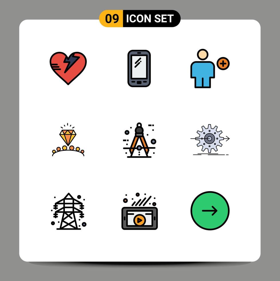 9 Creative Icons Modern Signs and Symbols of architect heart add love new Editable Vector Design Elements
