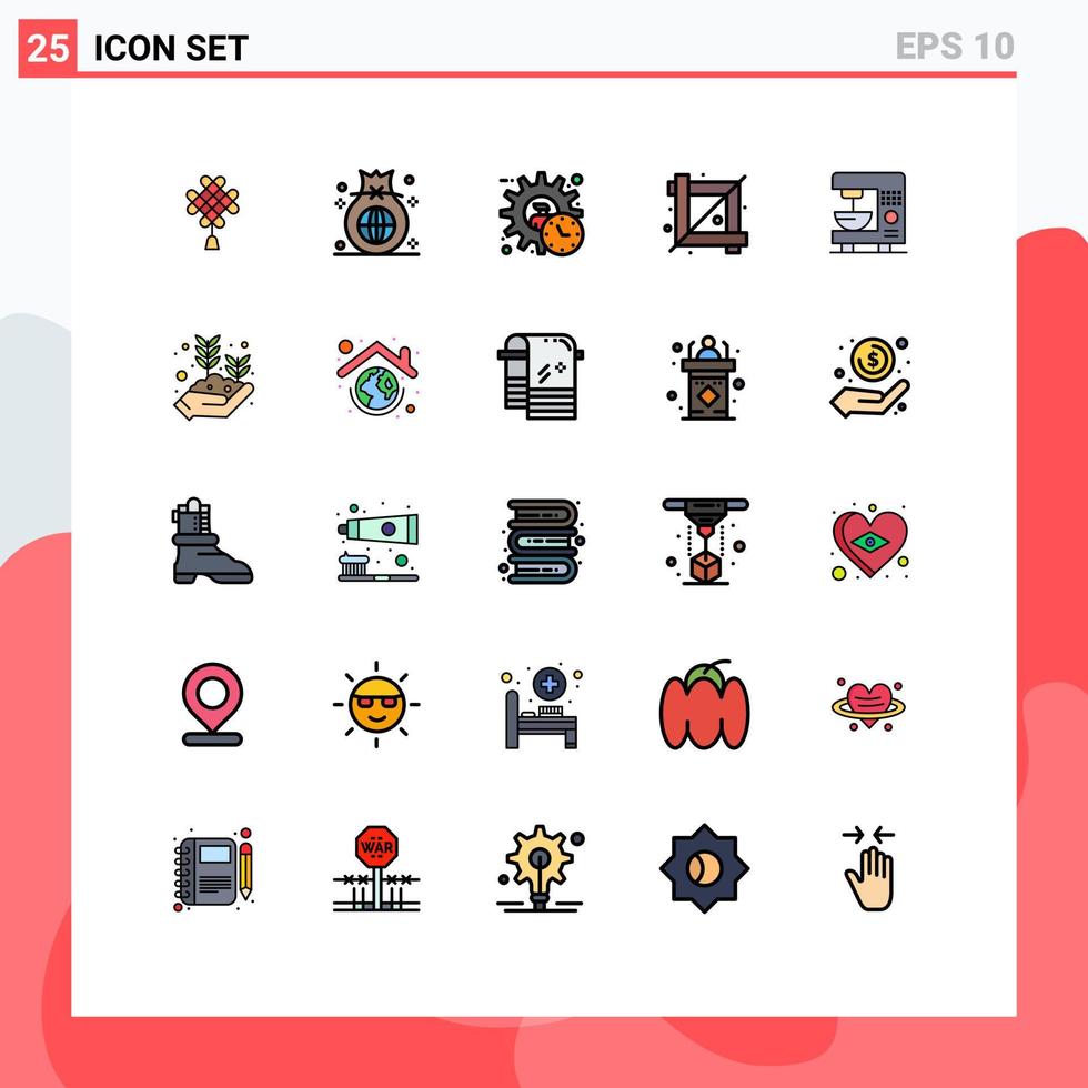 Concepto de color plano de 25 líneas completas para sitios web móviles y aplicaciones herramienta de cultivo gráfico inversión producto de cultivo elementos de diseño vectorial editables vector