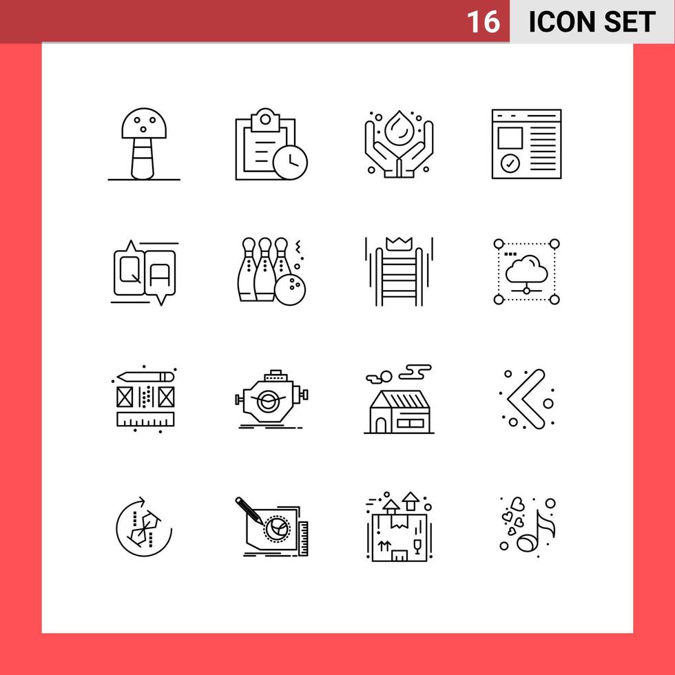 Set of 16 Vector Outlines on Grid for comment page medicine development coding Editable Vector Design Elements