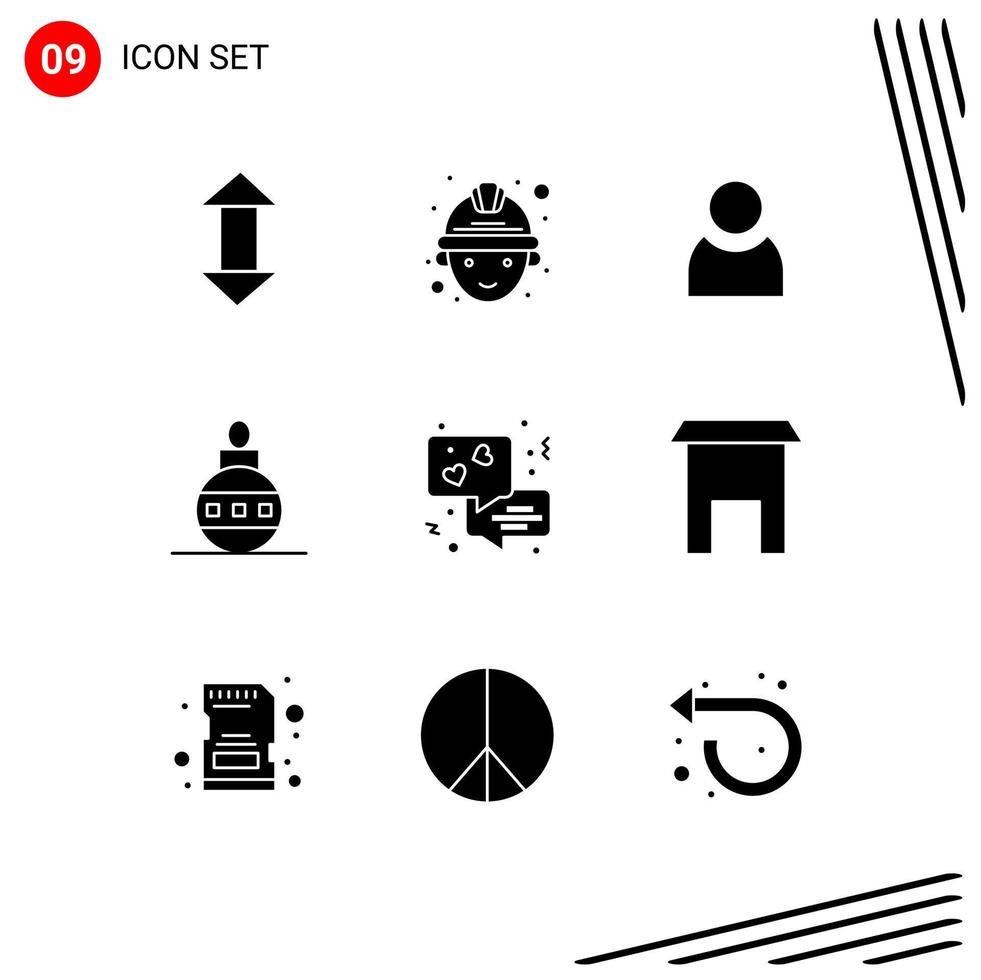 9 Solid Glyph concept for Websites Mobile and Apps building communication user chat globe Editable Vector Design Elements