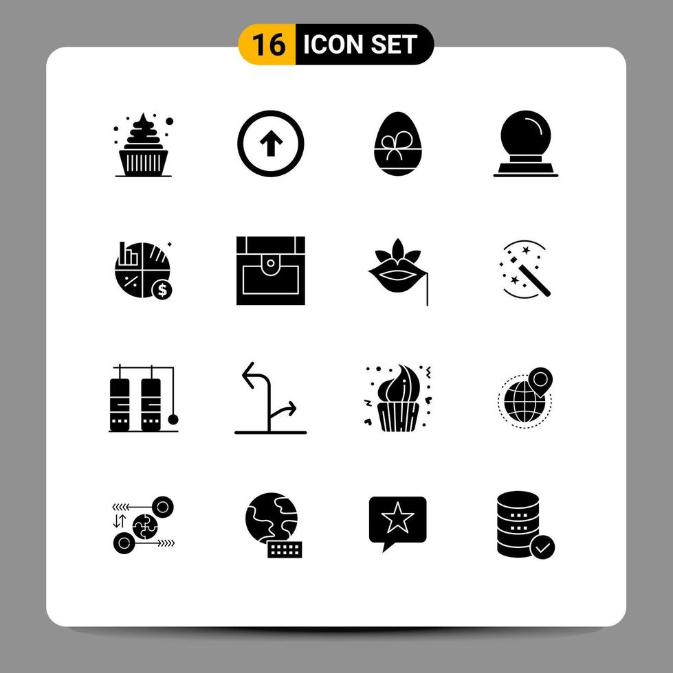 16 iconos creativos, signos y símbolos modernos de inversión, bola mágica, decoración, comer elementos de diseño vectorial editables. vector