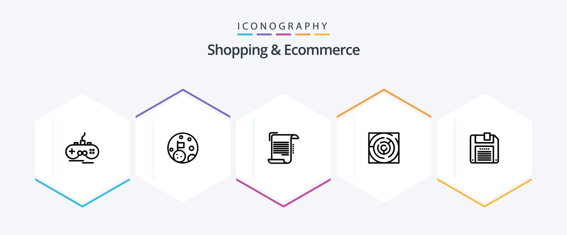 Shopping And Ecommerce 25 Line icon pack including pattern. labyrinth. document. map. guidelines vector