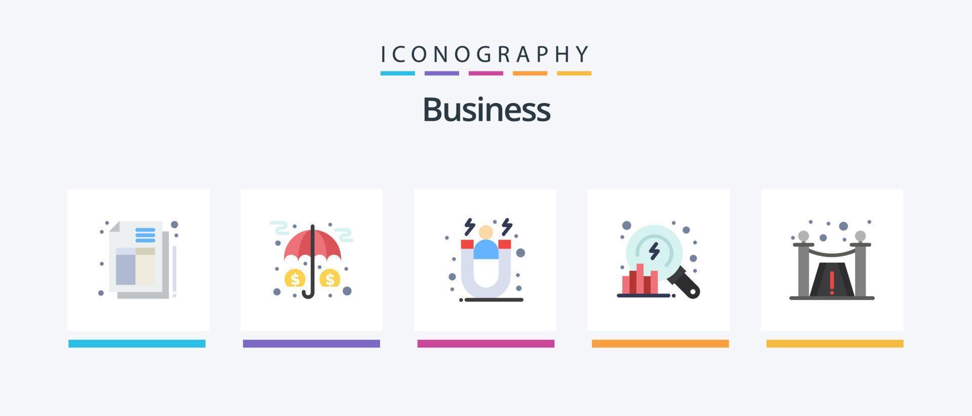 paquete de iconos de 5 planos de negocios que incluye premium. buscar. adquisición. datos. análisis. diseño de iconos creativos vector