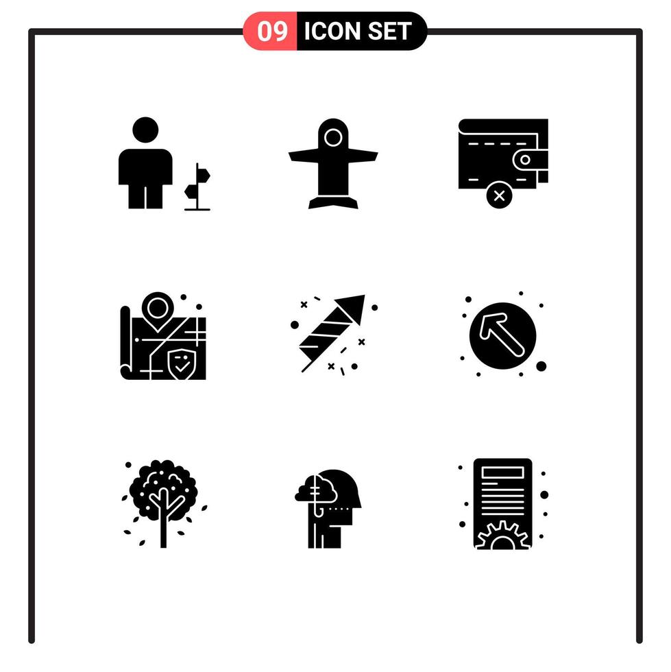 9 Thematic Vector Solid Glyphs and Editable Symbols of canada fire work vehicles surveillance location Editable Vector Design Elements
