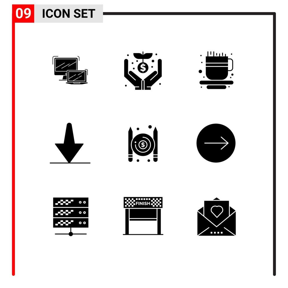 9 Creative Icons Modern Signs and Symbols of pay articles money down arrow Editable Vector Design Elements