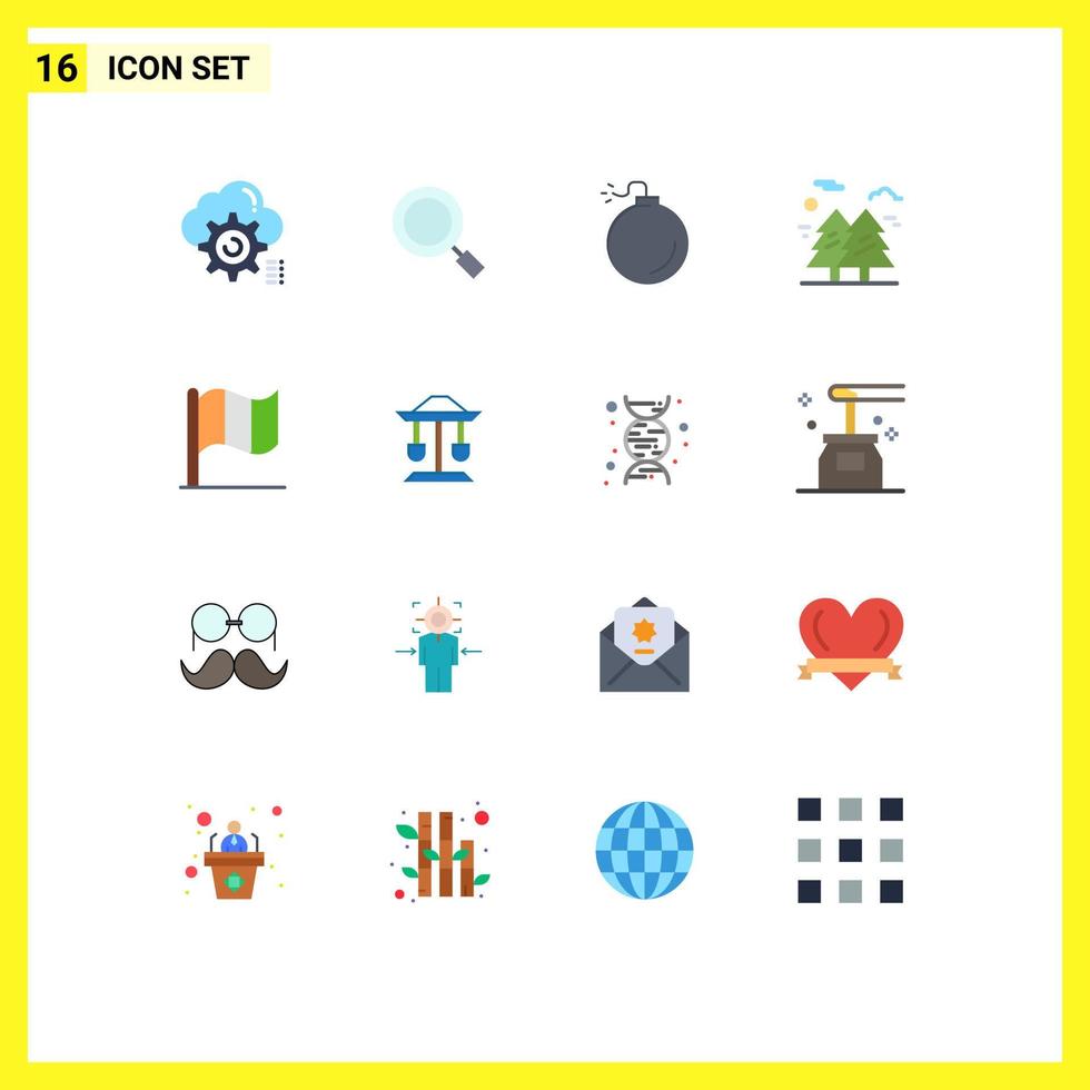 16 iconos creativos signos y símbolos modernos de senderismo de bandera búsqueda bosque natural paquete editable de elementos de diseño de vectores creativos