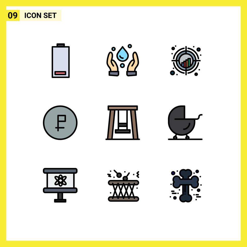 paquete de iconos de vector de stock de 9 signos y símbolos de línea para elementos de diseño de vector editables de tendencia de moneda de gráfico de moneda de rublo