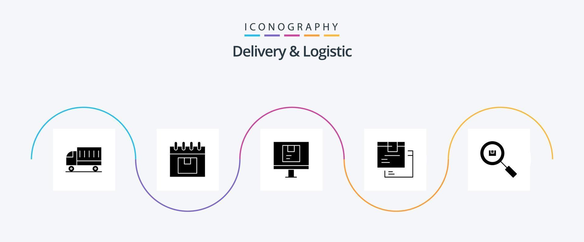 Delivery And Logistic Glyph 5 Icon Pack Including goods. box. planning. shipping. logistic vector