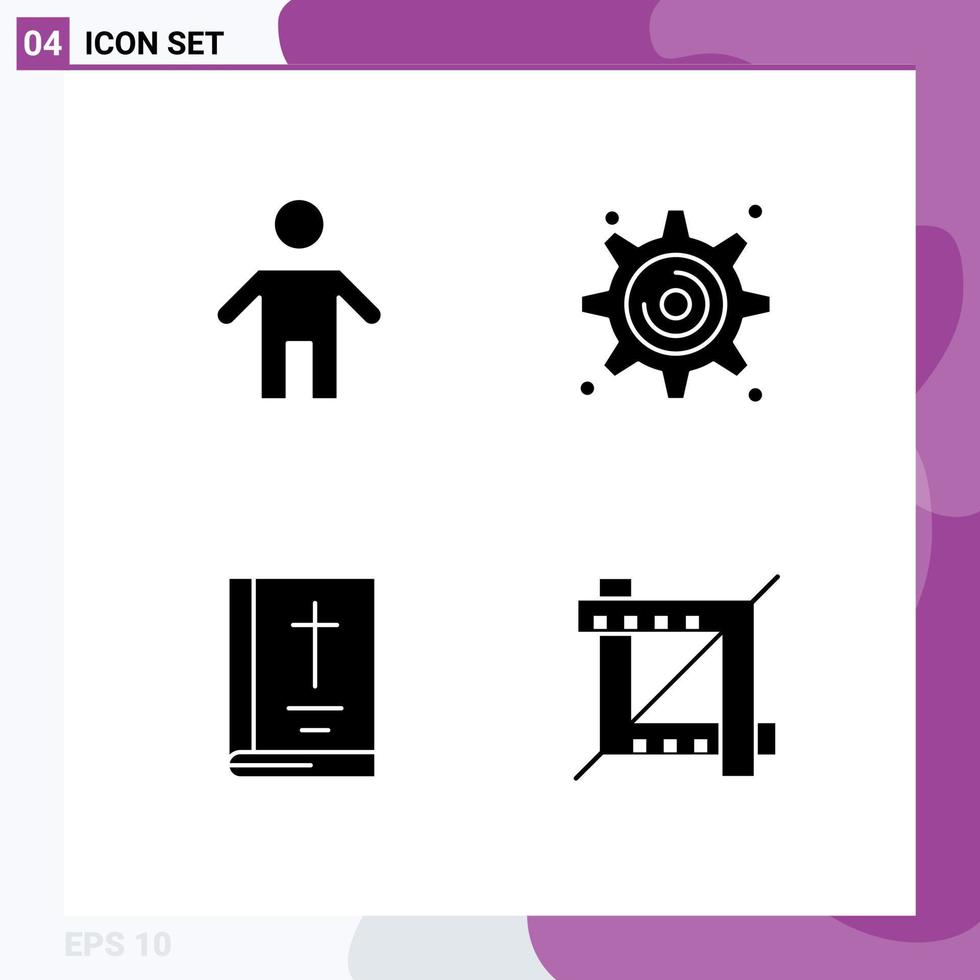 Stock Vector Icon Pack of 4 Line Signs and Symbols for dad note people settings crop Editable Vector Design Elements