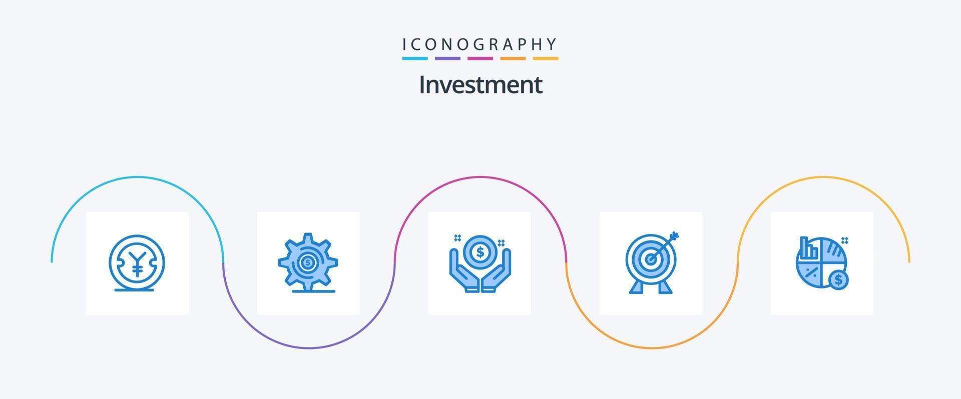 Investment Blue 5 Icon Pack Including investment. money. business. investment. target vector