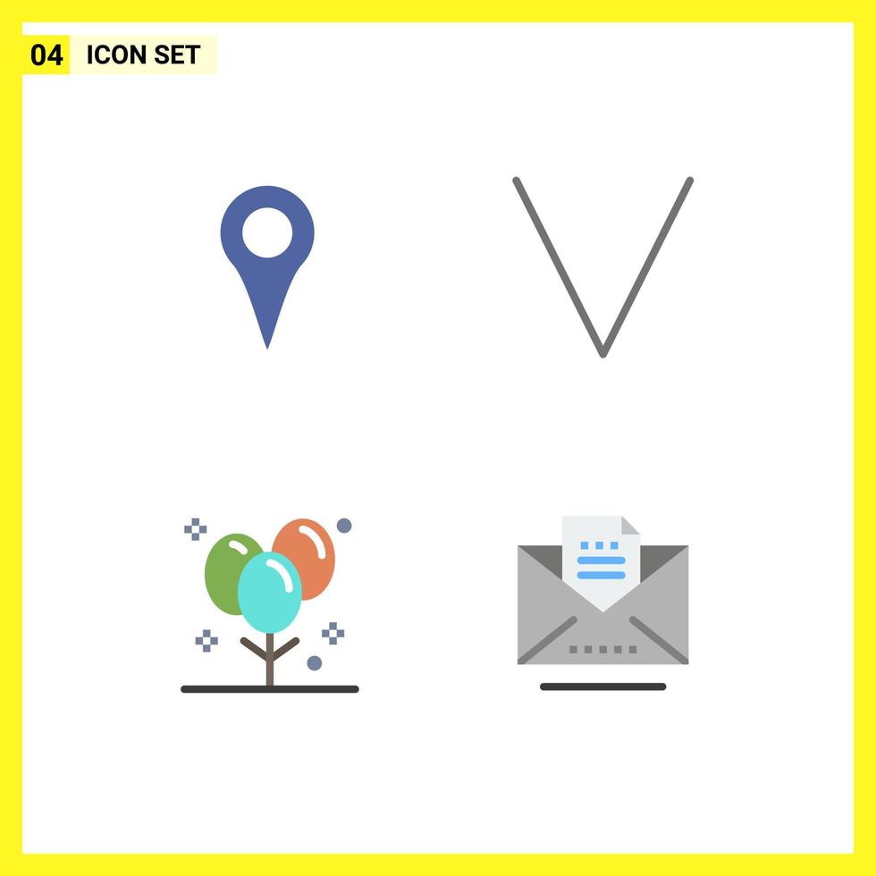Modern Set of 4 Flat Icons and symbols such as geo location decoration pin down party Editable Vector Design Elements