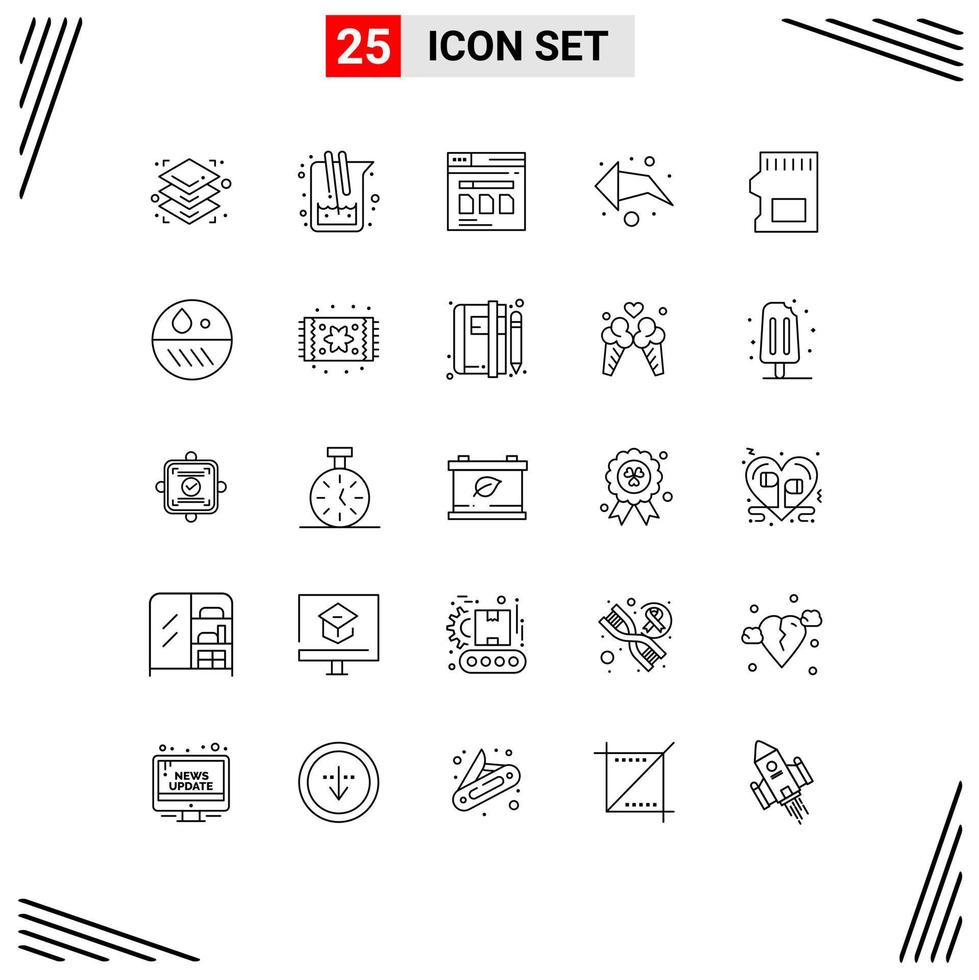 Line Pack of 25 Universal Symbols of sd direction page left file Editable Vector Design Elements