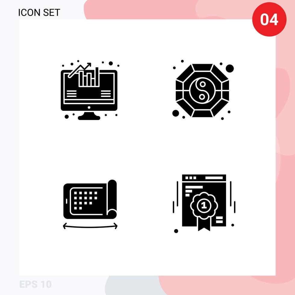 Set of Commercial Solid Glyphs pack for analysis technology fang ying badge Editable Vector Design Elements