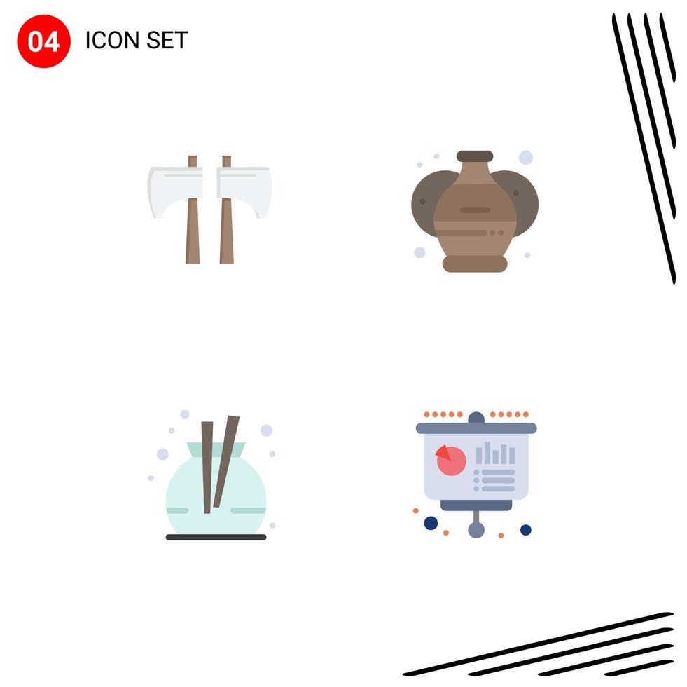 Pictogram Set of 4 Simple Flat Icons of axe perfume tool arts business Editable Vector Design Elements