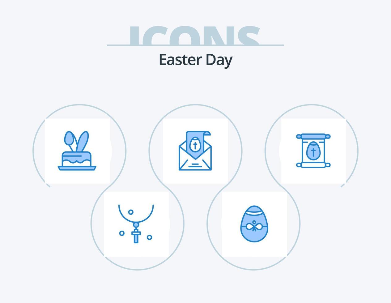 paquete de iconos azul de pascua 5 diseño de iconos. día festivo. correo. Pascua de Resurrección. masaje Pascua de Resurrección vector