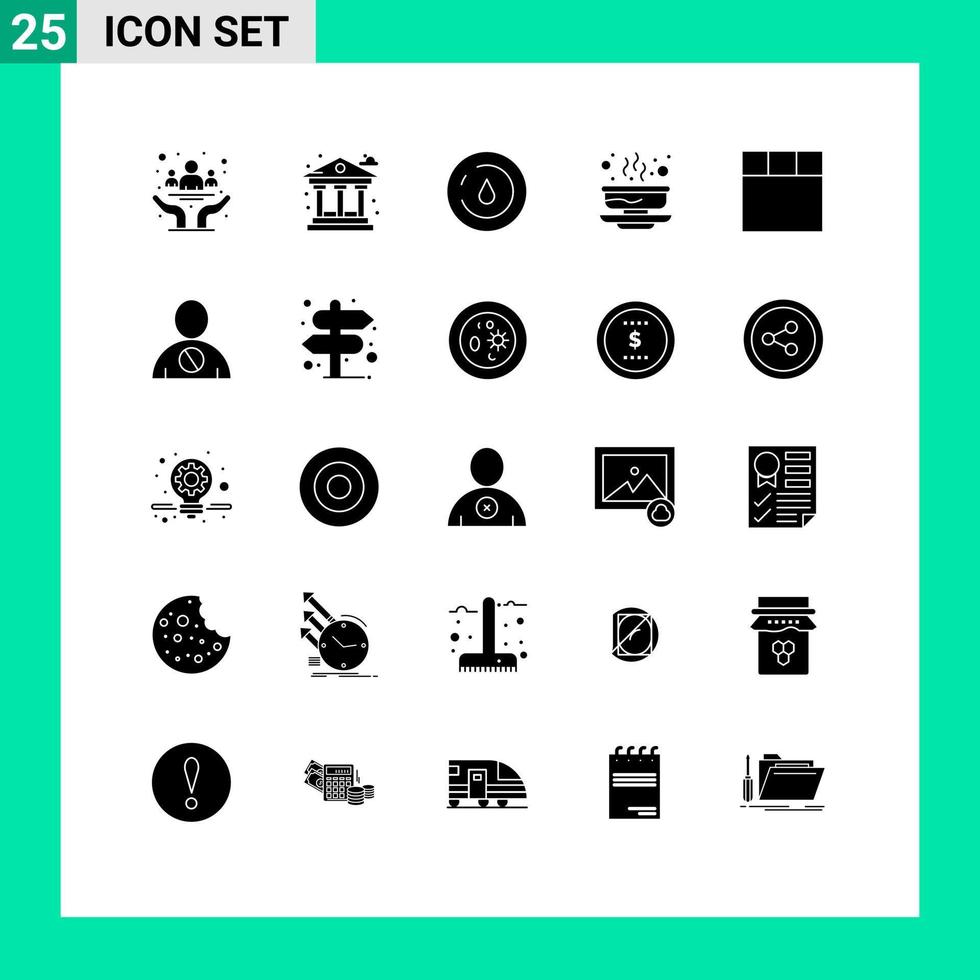 Set of 25 Modern UI Icons Symbols Signs for fall soup money hot water Editable Vector Design Elements