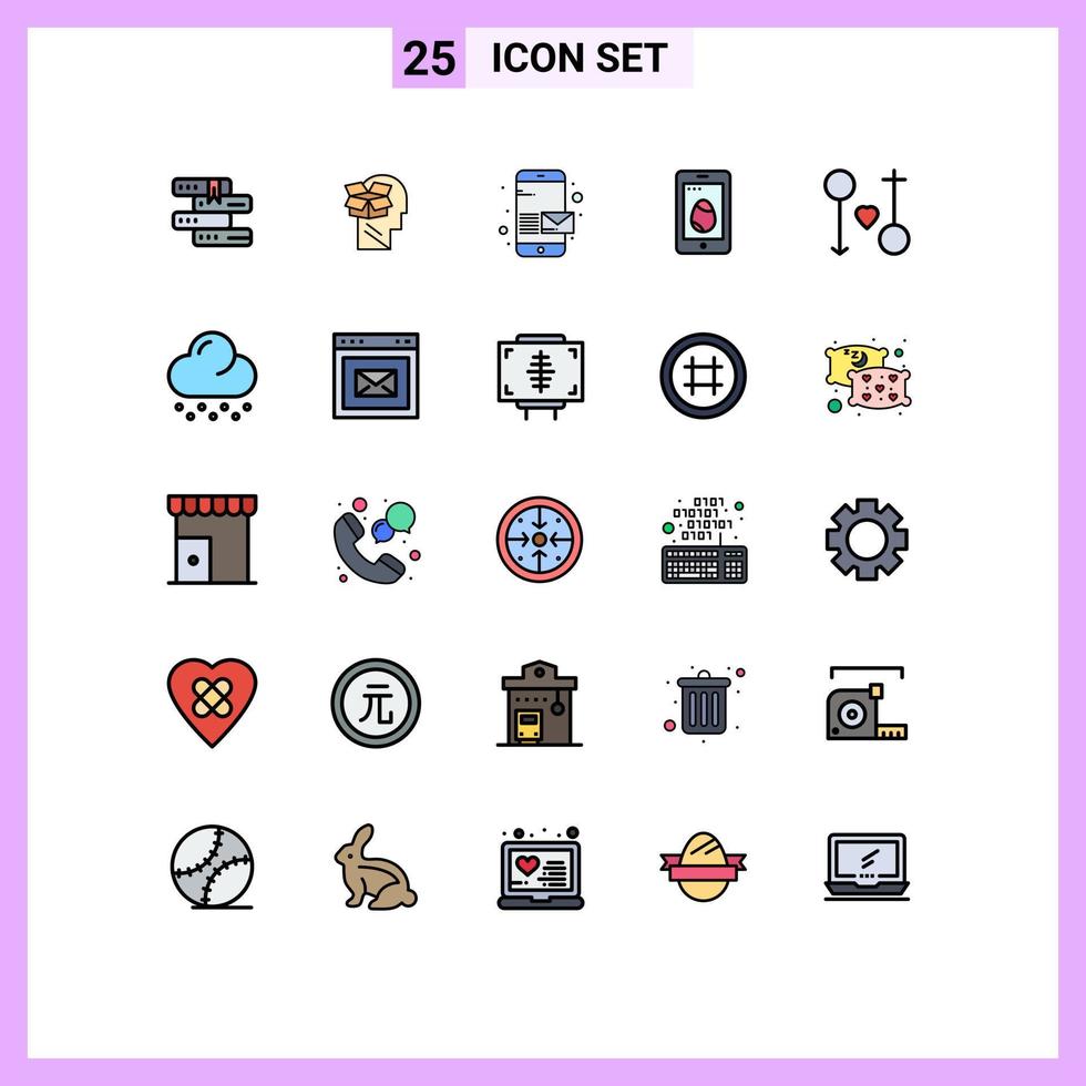 Universal Icon Symbols Group of 25 Modern Filled line Flat Colors of female cell male easter send Editable Vector Design Elements