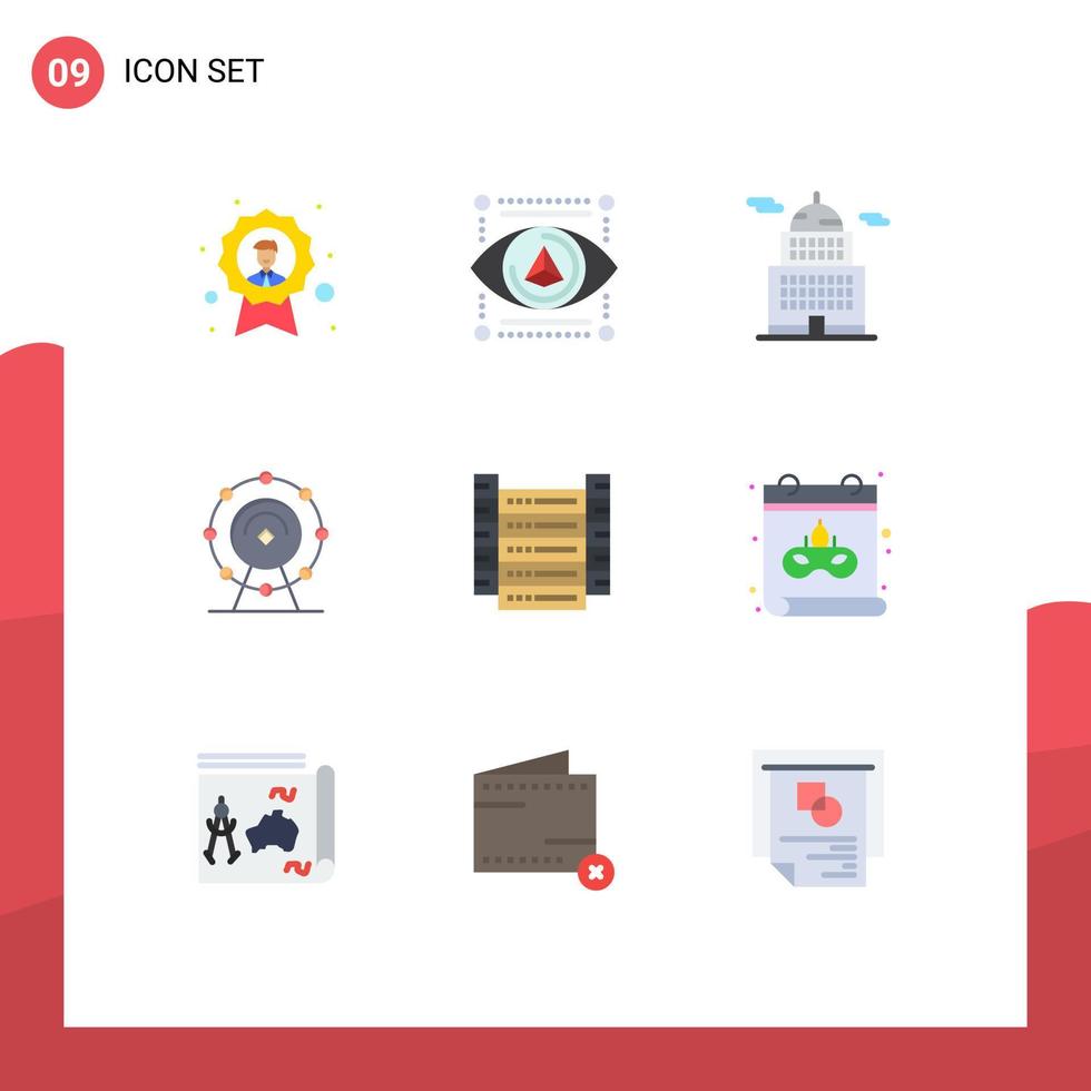 Universal Icon Symbols Group of 9 Modern Flat Colors of big data service printer wifi museum Editable Vector Design Elements