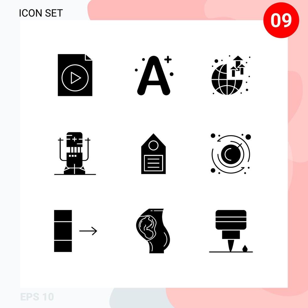 Pictogram Set of 9 Simple Solid Glyphs of ecology medical growth machine bot Editable Vector Design Elements