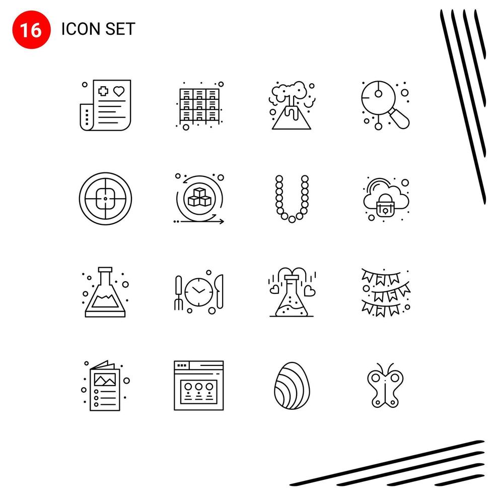 Group of 16 Modern Outlines Set for music festival files chinese pollution Editable Vector Design Elements
