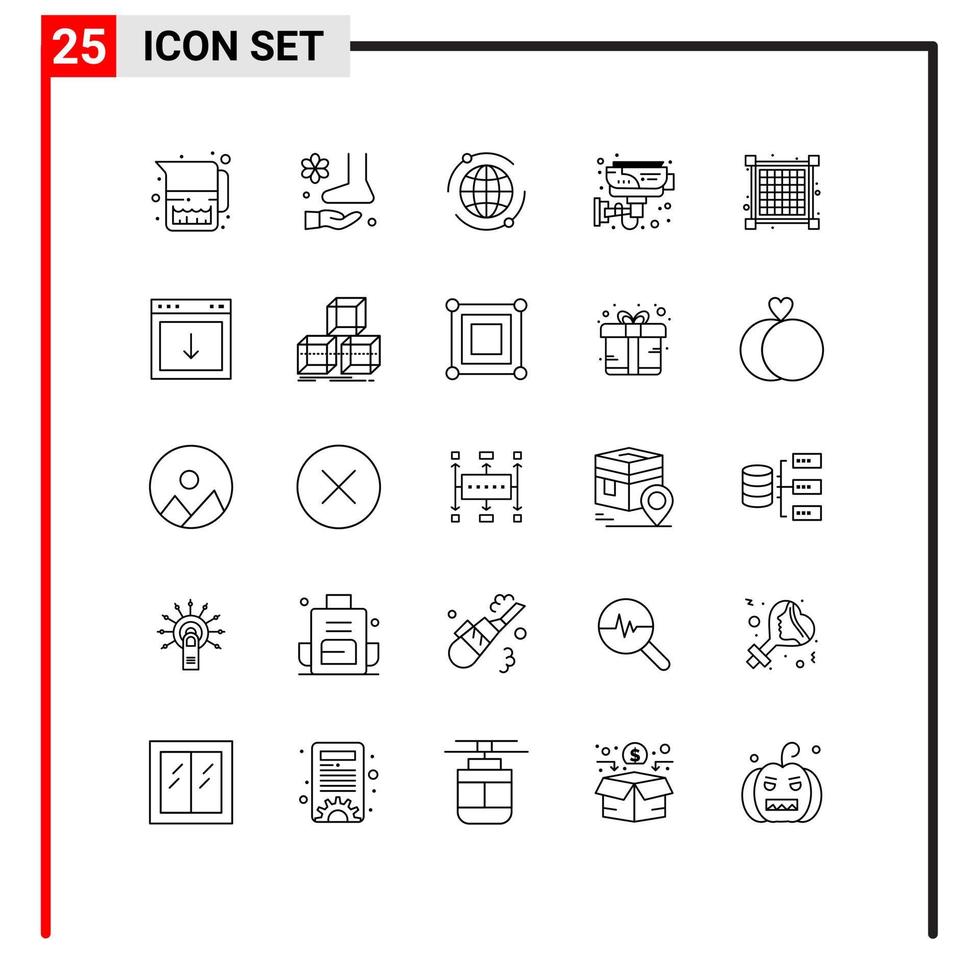 Set of 25 Modern UI Icons Symbols Signs for grid smart therapy home cctv Editable Vector Design Elements