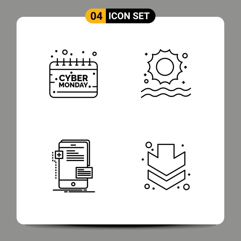 User Interface Pack of 4 Basic Filledline Flat Colors of calendar interface monday sun phone Editable Vector Design Elements
