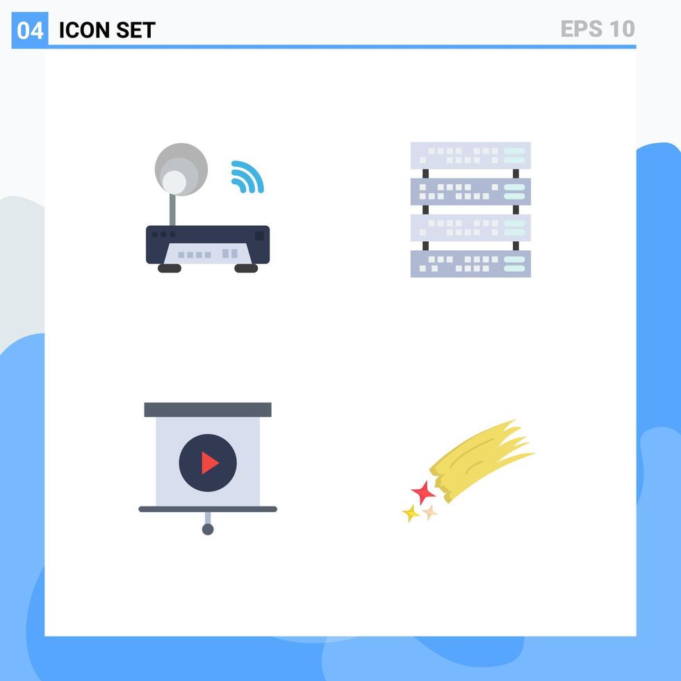 User Interface Pack of 4 Basic Flat Icons of device business technology rack mount asteroid Editable Vector Design Elements