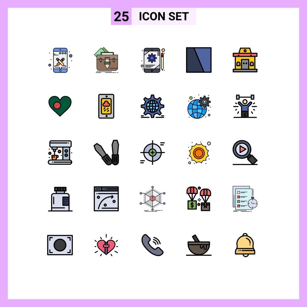 conjunto de 25 iconos de interfaz de usuario modernos signos de símbolos para la construcción de elementos de diseño de vector editables de tableta de imagen de maletín de interfaz