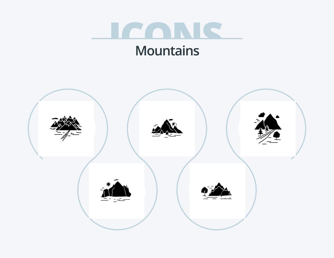 paquete de iconos de glifos de montañas 5 diseño de iconos. árbol. árbol. paisaje. montaña. paisaje vector