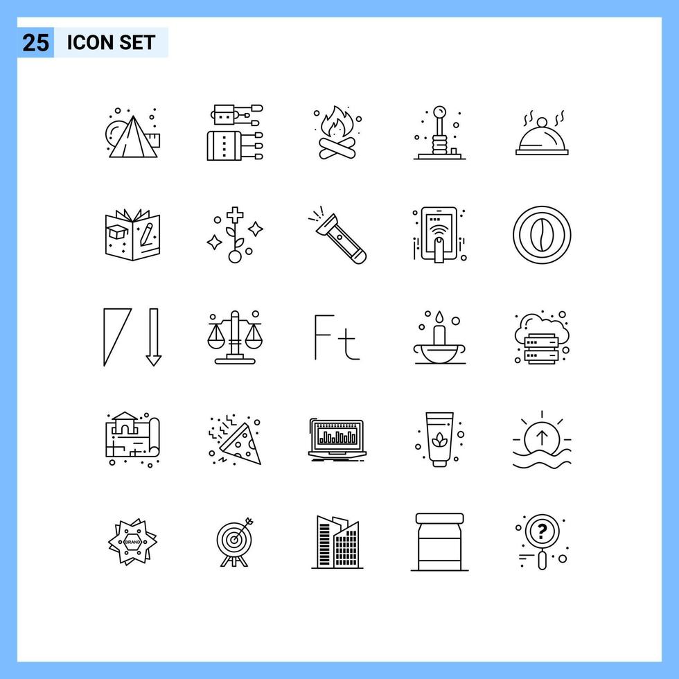 Universal Icon Symbols Group of 25 Modern Lines of play fun spa arcade hot Editable Vector Design Elements