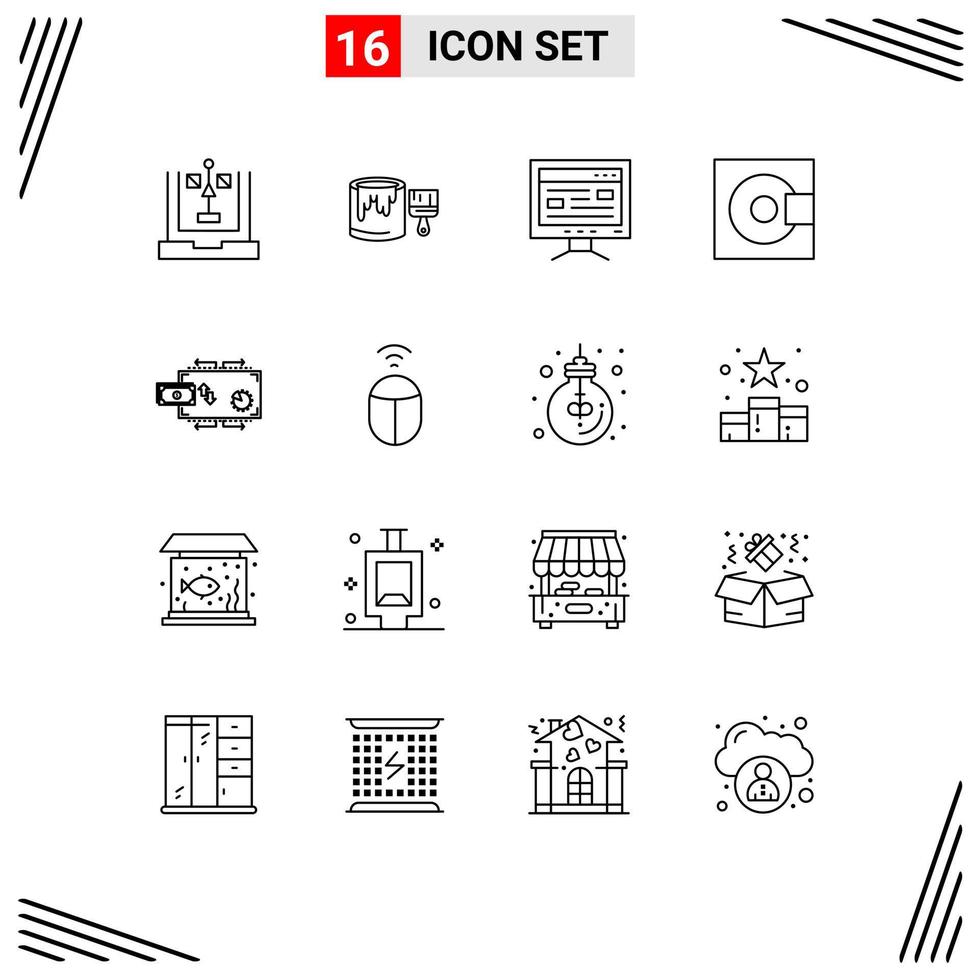 16 Creative Icons Modern Signs and Symbols of technology minidisc painting electronics education Editable Vector Design Elements