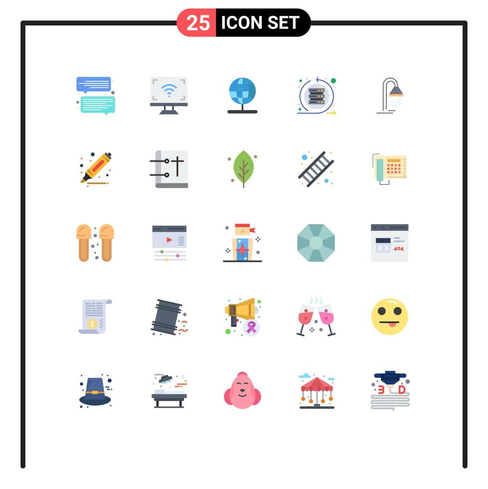 Group of 25 Modern Flat Colors Set for bathroom sprint globe scrum agile Editable Vector Design Elements